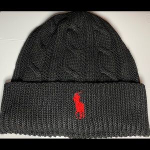 Polo Ralph Lauren Big Pony Beanie Black w/Red Pony